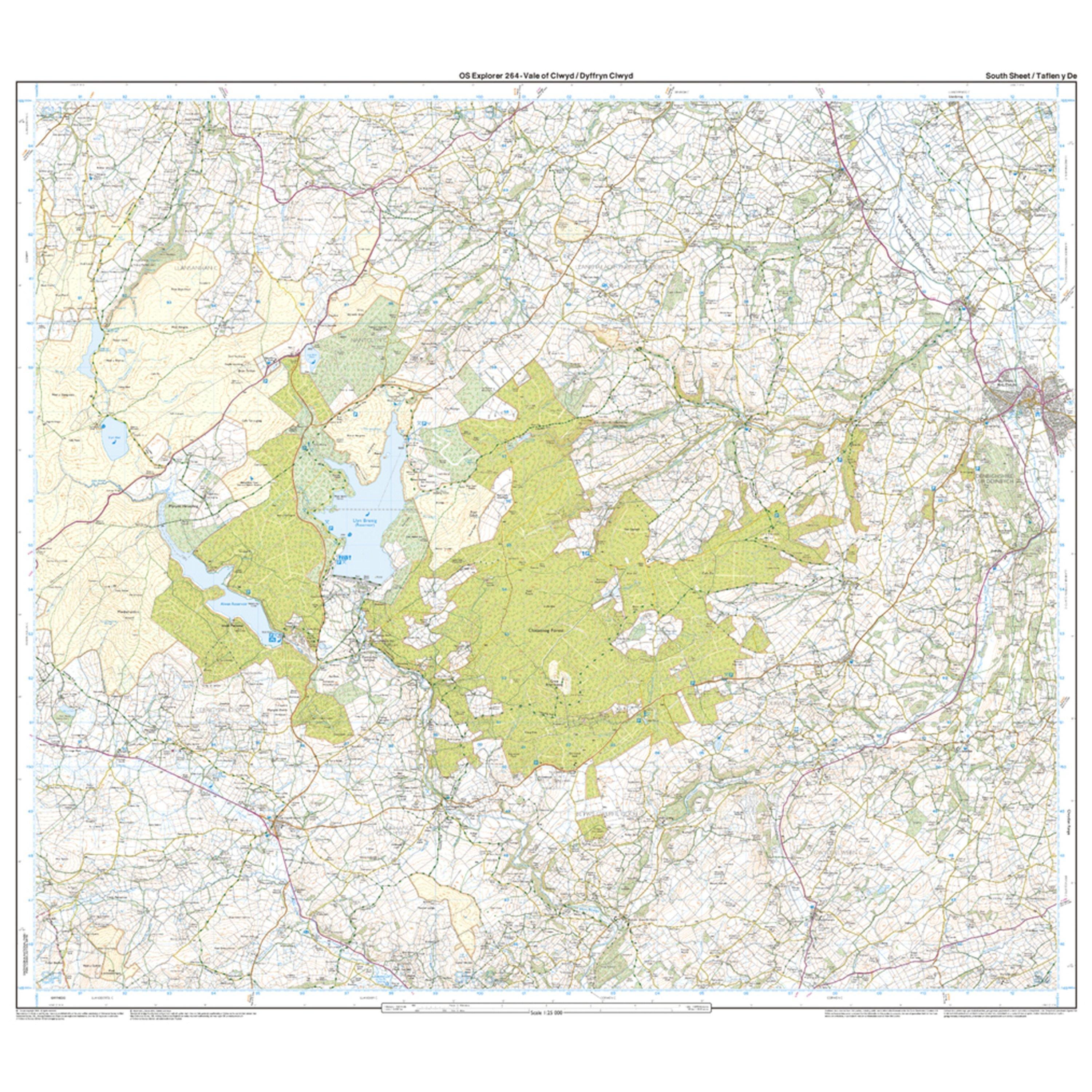 Explorer 264 Vale of Clwyd Rhyl Denbigh  Ruthin Map With Digital Version