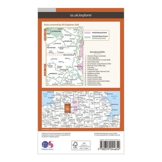 Explorer 268 Wilmslow, Macclesfield & Congleton Map With Digital Version