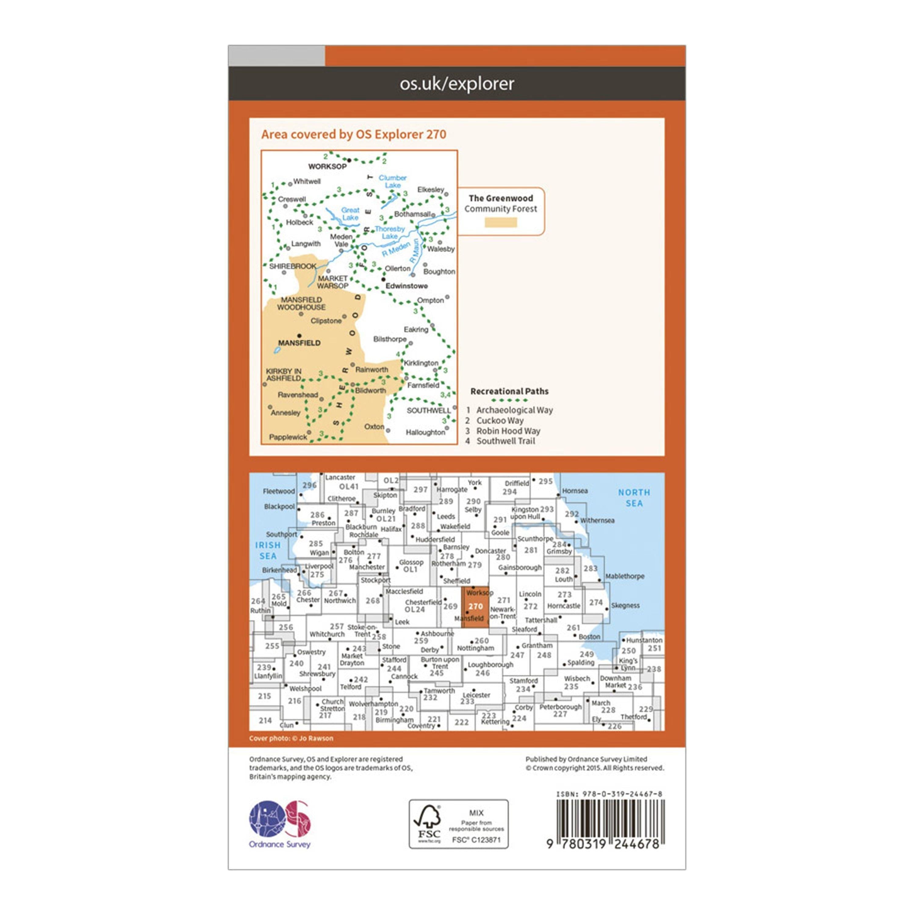 Explorer 270 Sherwood Forest Map With Digital Version