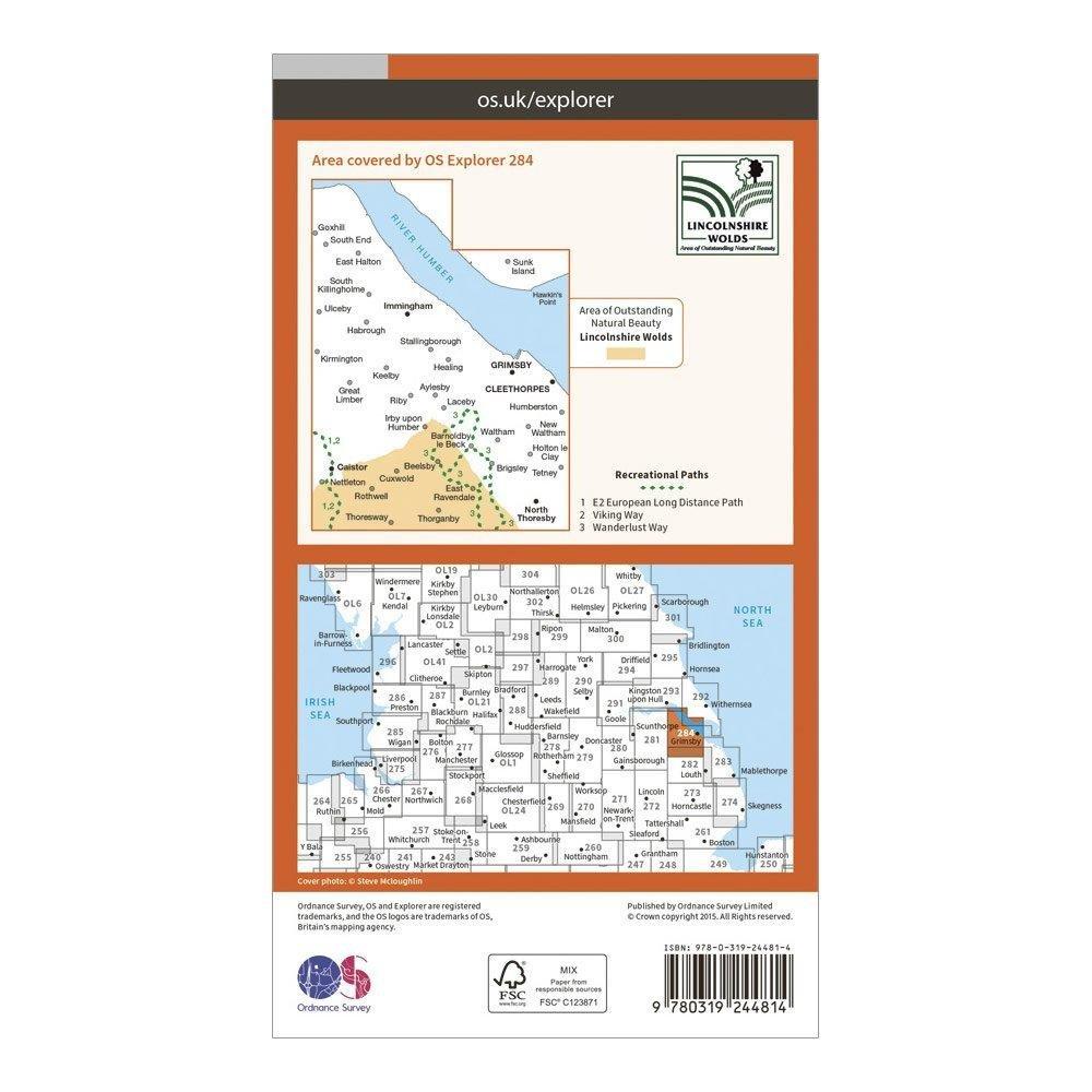 Explorer 284 Grimsby, Cleethorpes & Immingham Map With Digital Version