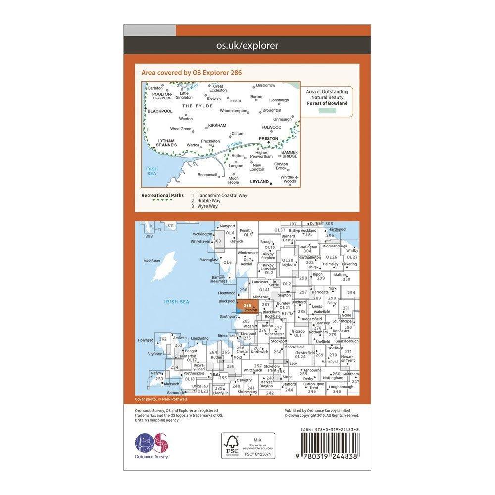 Explorer 286 Blackpool  Preston Map With Digital Version