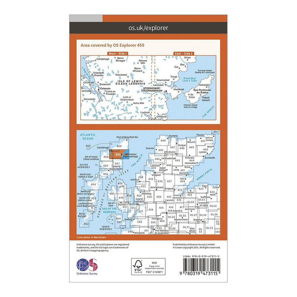 Explorer Active 459 Central Lewis & Stornaway Map With Digital Version