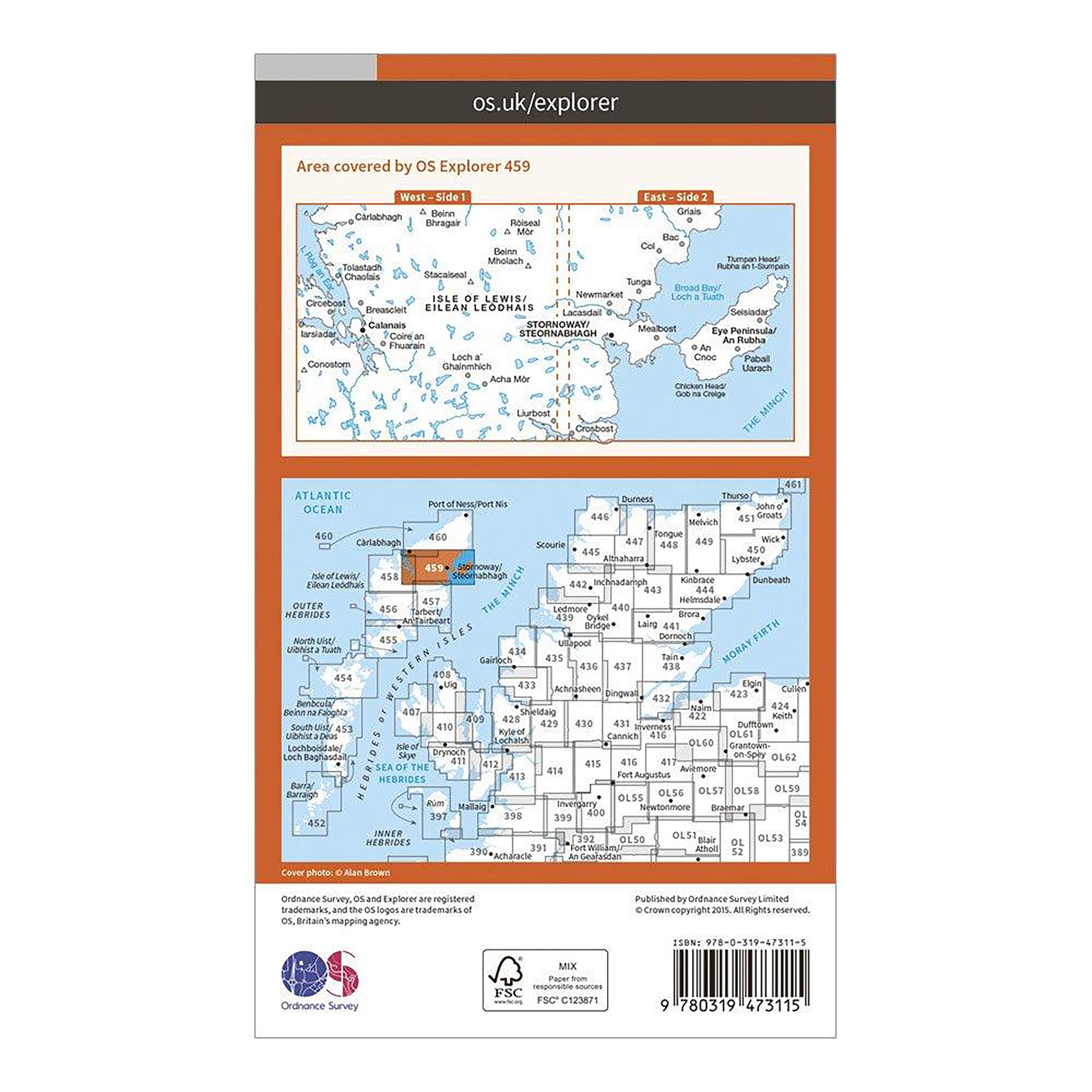Explorer Active 459 Central Lewis & Stornaway Map With Digital Version