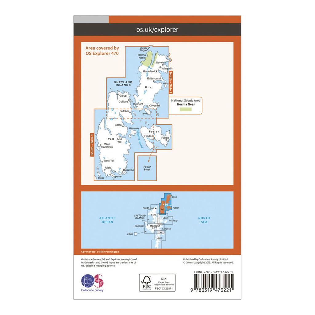 Explorer Active 470 Shetland  Unst Yell  Fetlar Map With Digital Version