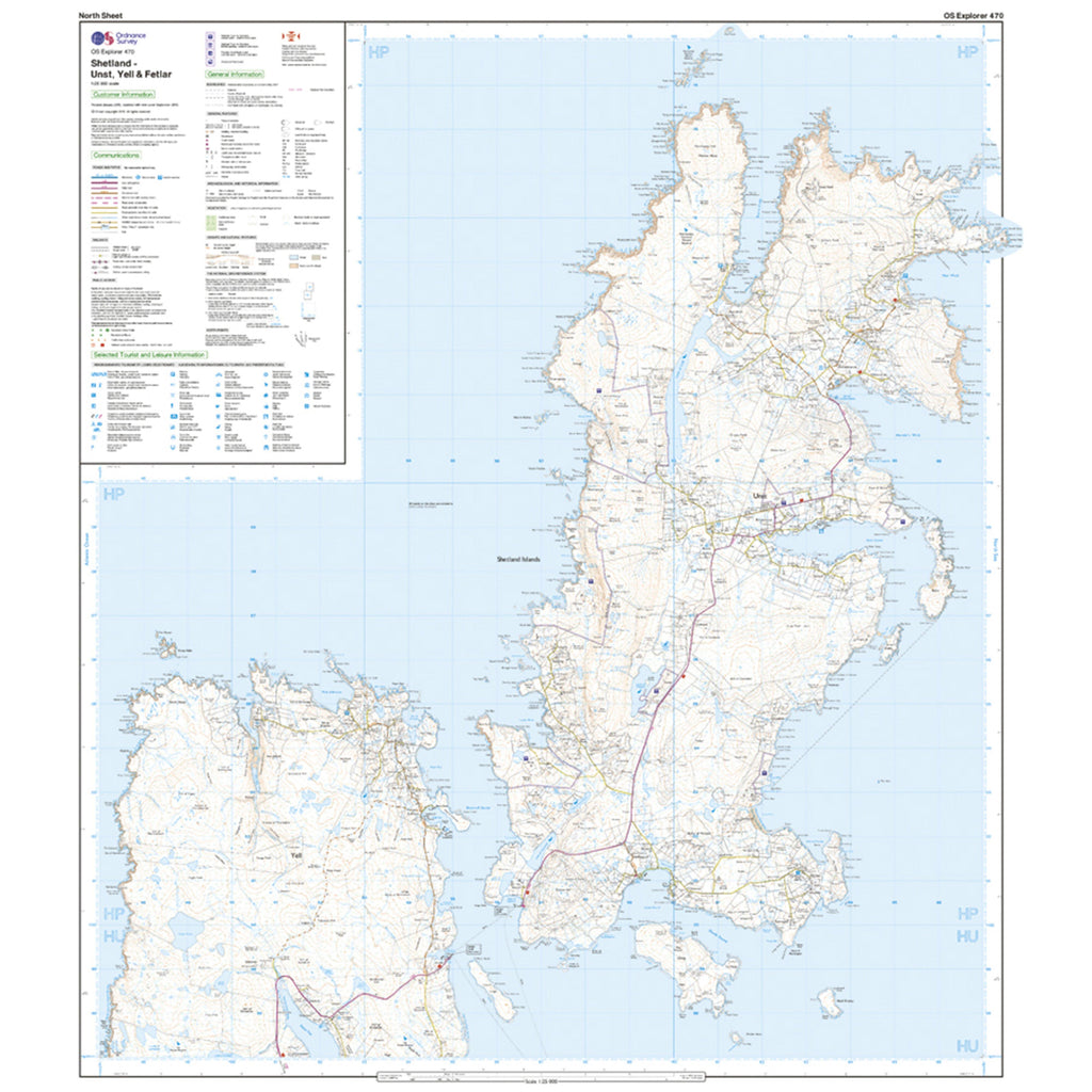 Explorer Active 470 Shetland  Unst Yell  Fetlar Map With Digital Version