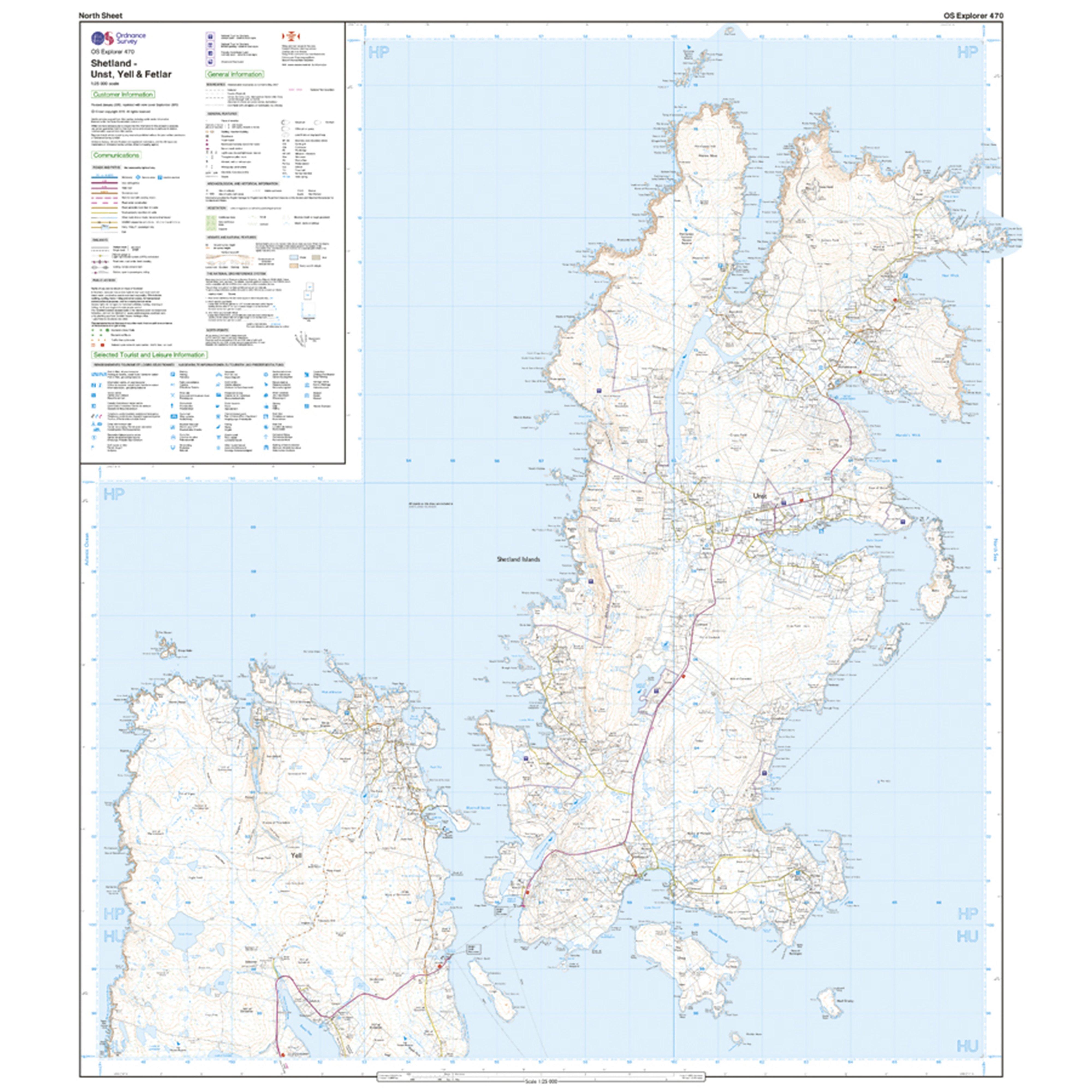 Explorer Active 470 Shetland  Unst Yell  Fetlar Map With Digital Version