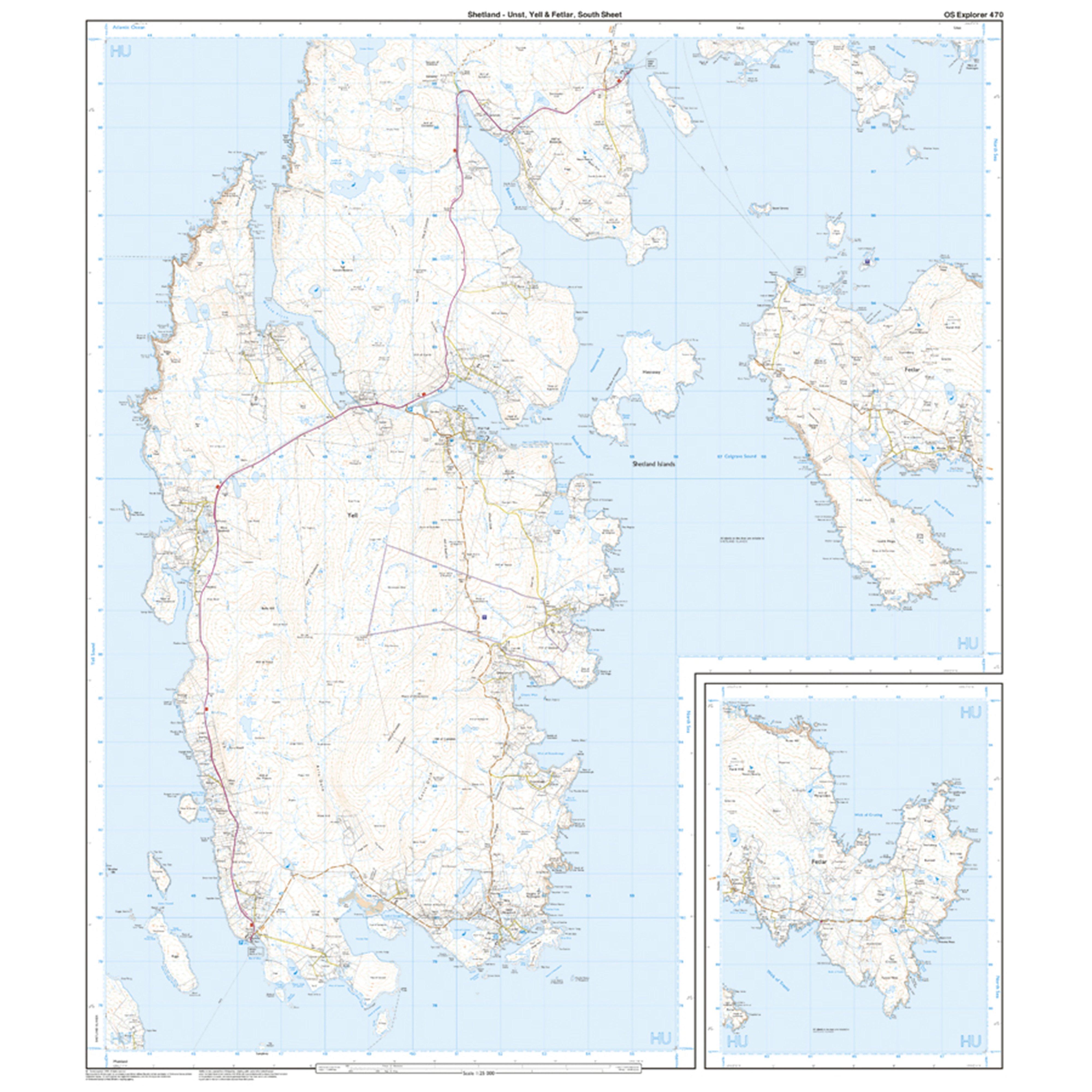 Explorer Active 470 Shetland  Unst Yell  Fetlar Map With Digital Version