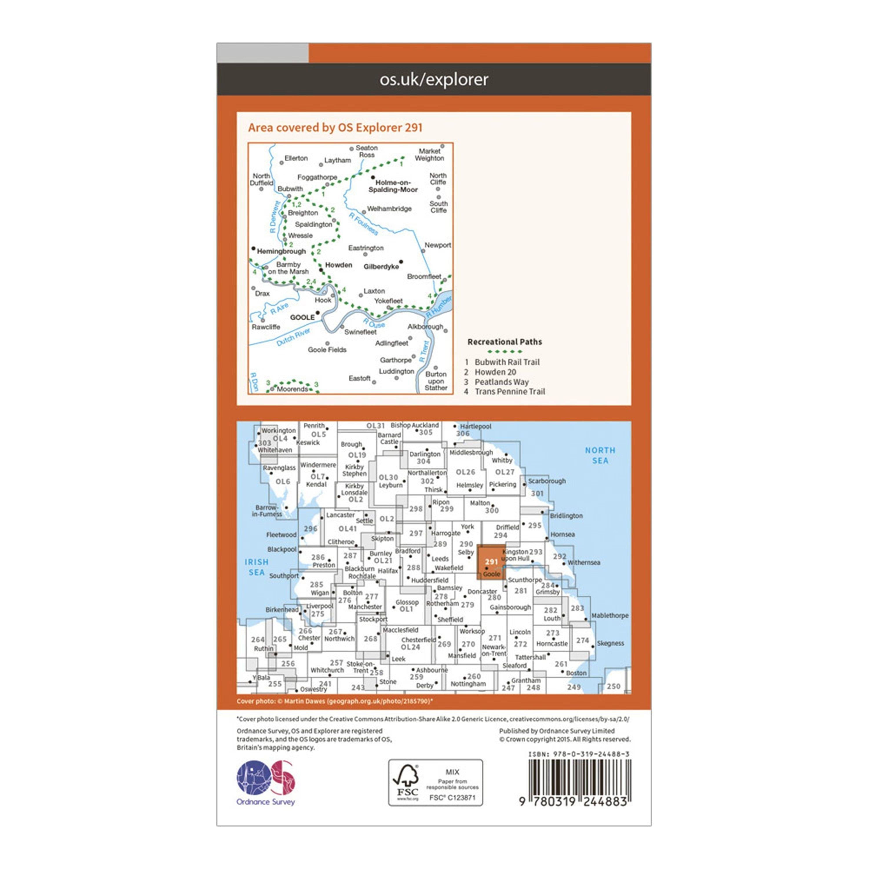 Explorer 291 Goole & Gilberdyke Map With Digital Version
