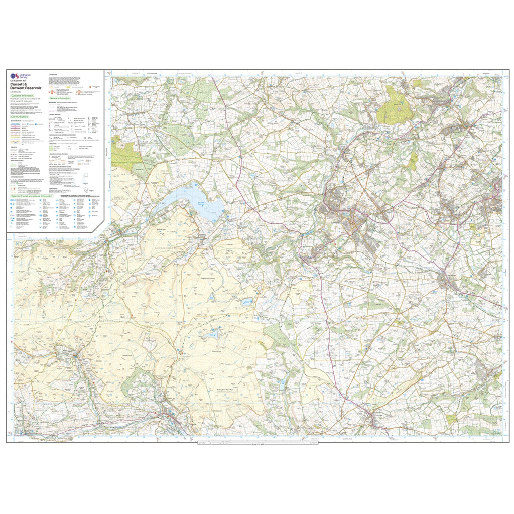 Explorer 307 Consett  Derwent Reservoir Map With Digital Version