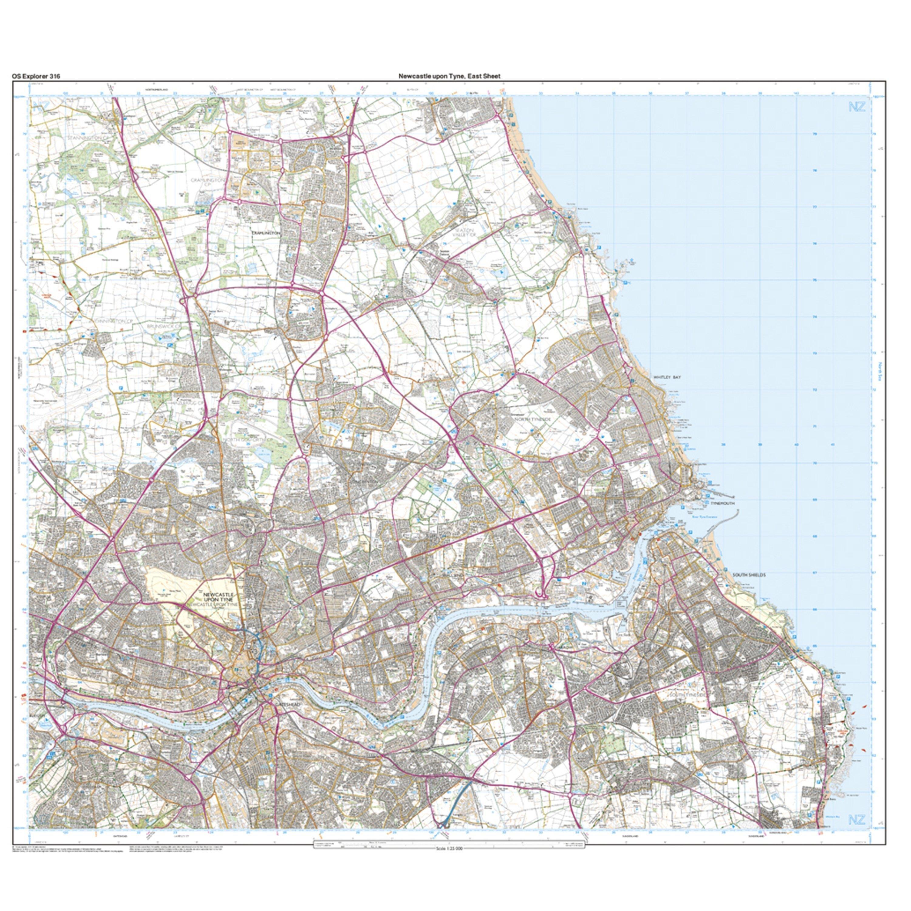 Explorer 316 Newcastle upon Tyne Map With Digital Version