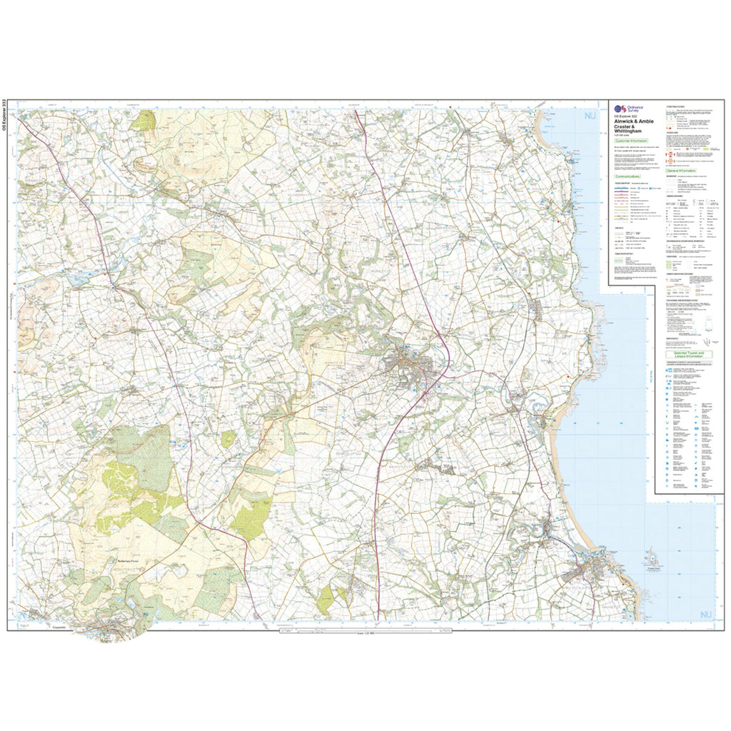 Explorer 332 Alnwick & Amble Map With Digital Version