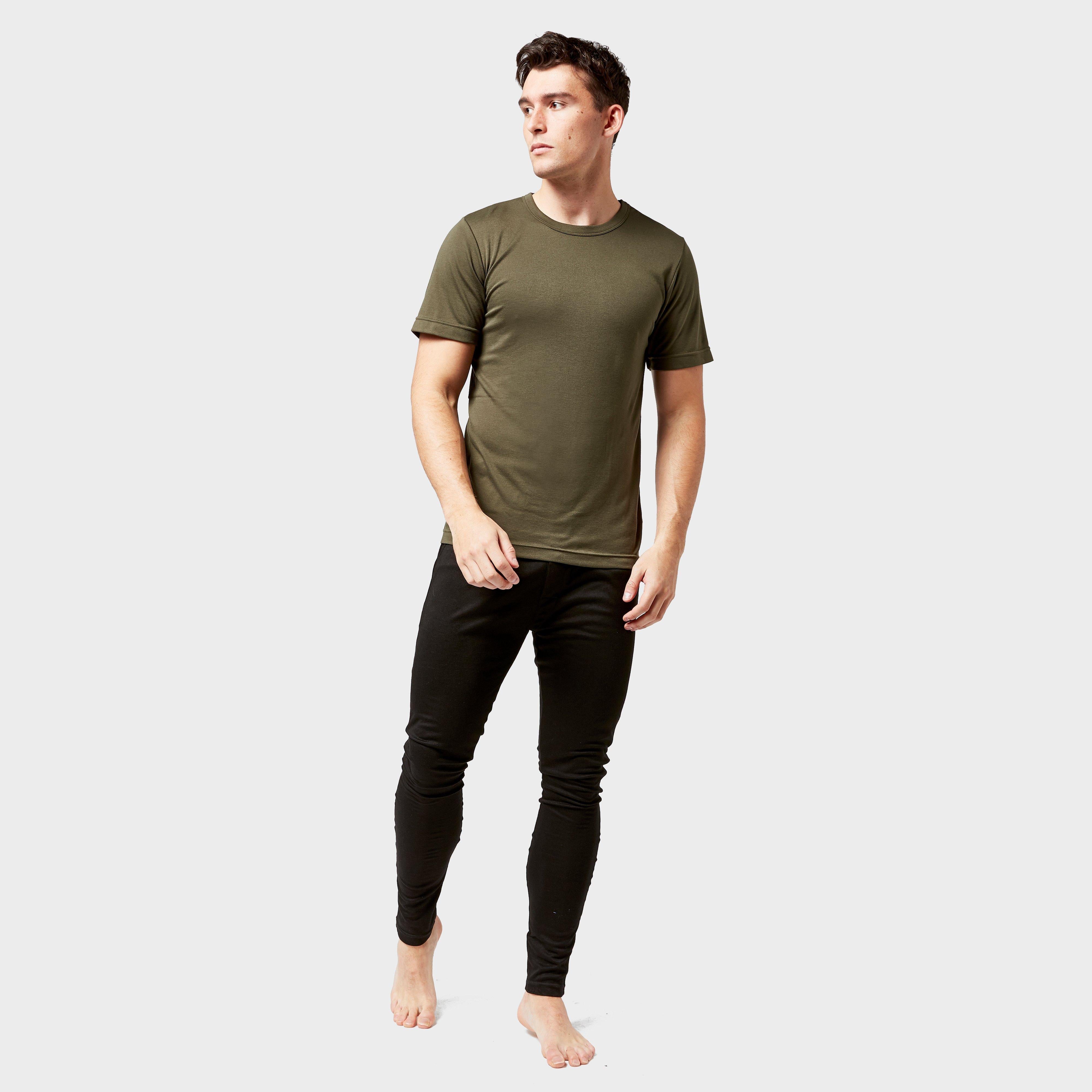 Mens Short Sleeved Thermal Crew Neck Top Khaki