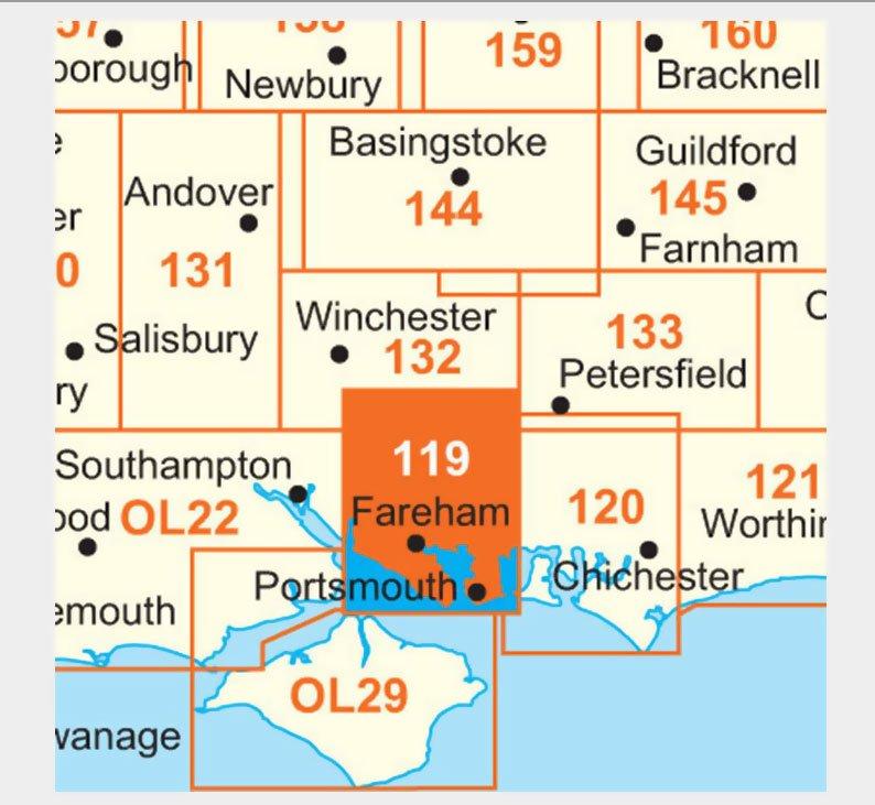 Explorer 119 Meon Valley (Portsmouth, Gosport & Fareham) Map With Digital Version