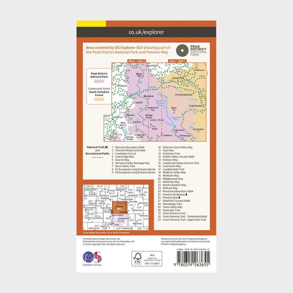 Explorer OL1 The Peak District – Dark Peak Area With Digital Version