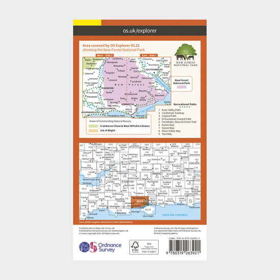 Explorer OL22 New Forest Map With Digital Version