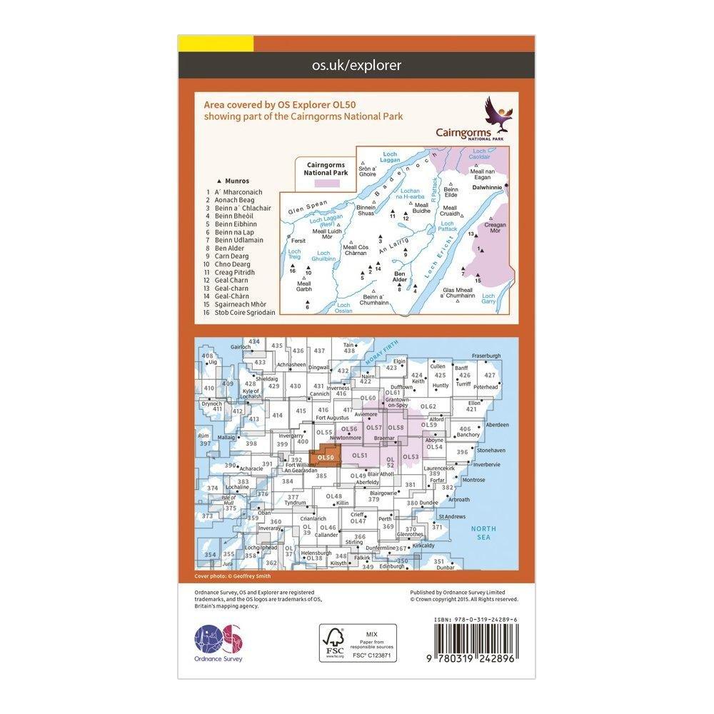 Explorer OL50 Ben Alder, Loch Ericht & Loch Laggan Map With Digital Version