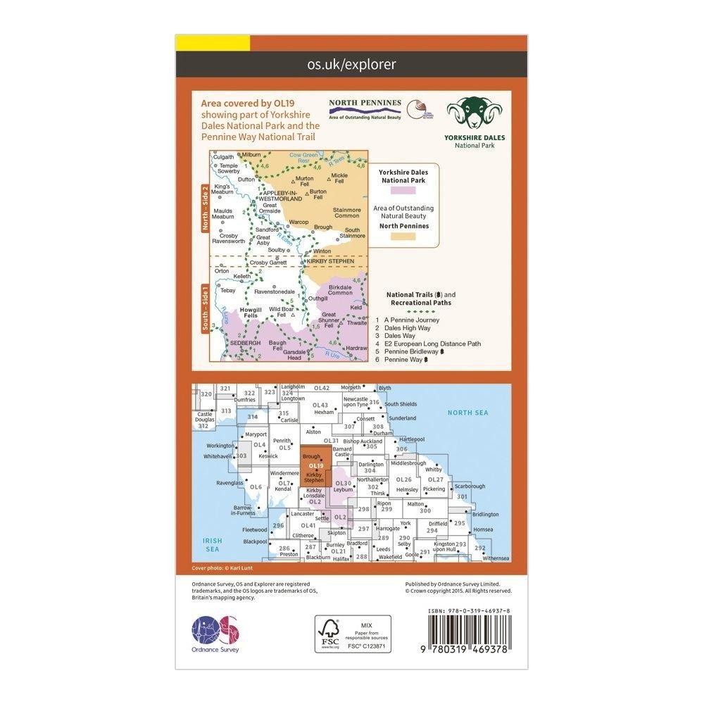 OL 19 Explorer Howgill Fells and Upper Eden Valley Active Map