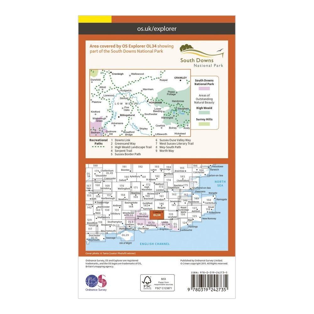 Explorer OL 34 Crawley & Horsham Map