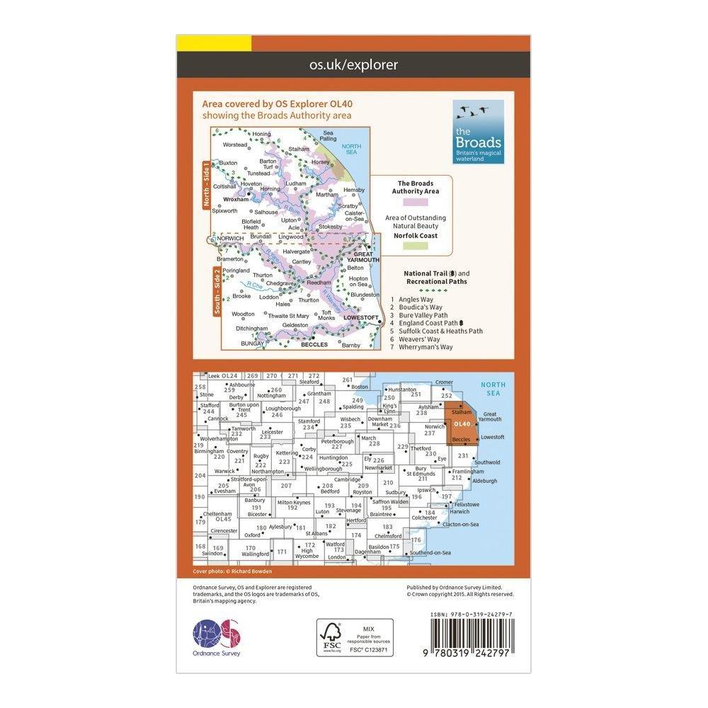 Explorer OL 40 The Broads Map