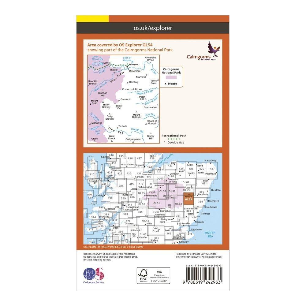 Explorer OL54 Glen Esk & Glen Tanar Map With Digital Version