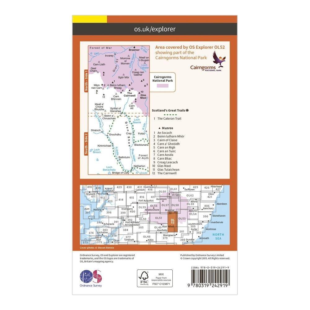 Explorer OL52 Glen Shee & Braemar Map With Digital Version