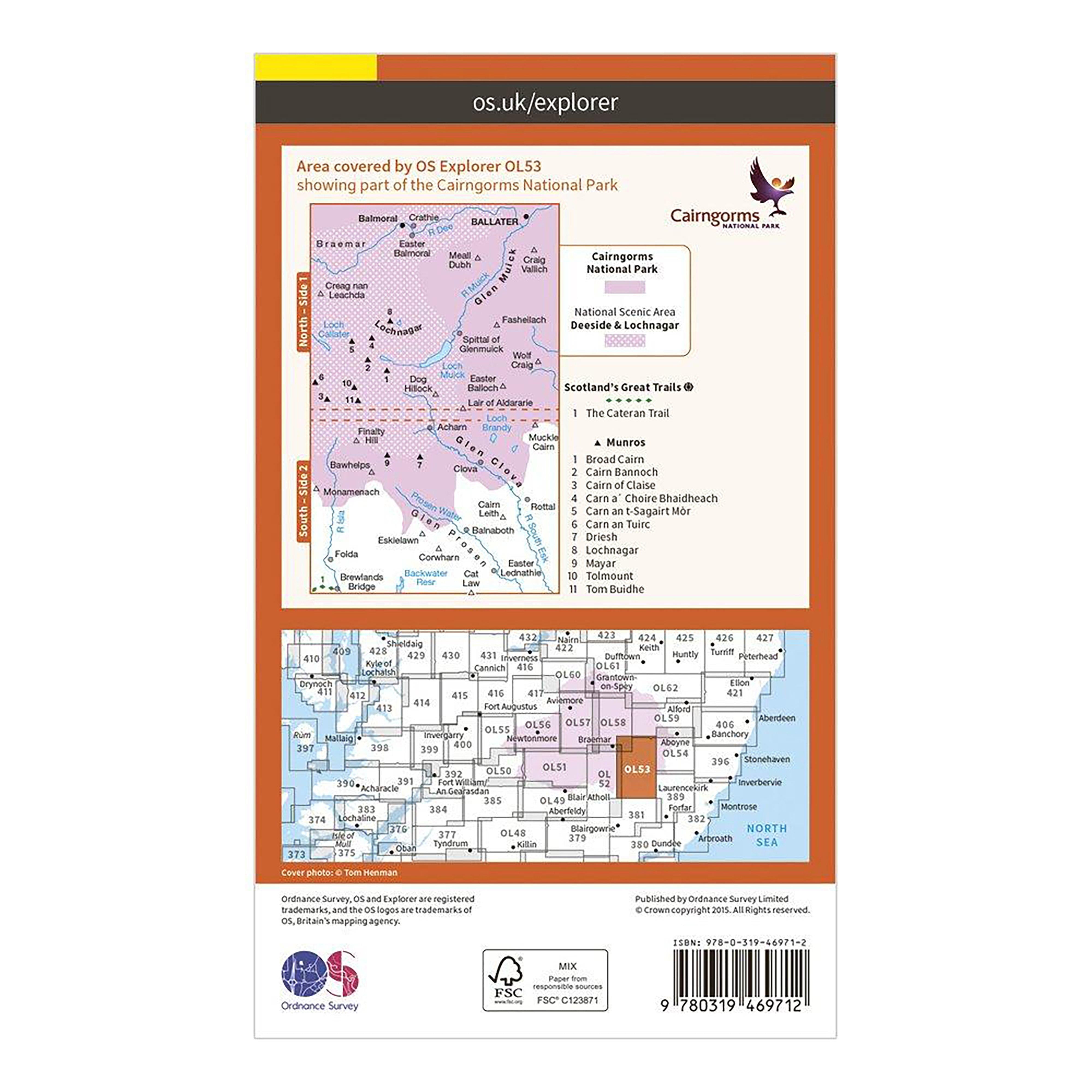 Explorer Active OL53 Lochnagar, Glen Muick & Glen Clova Map With Digital Version