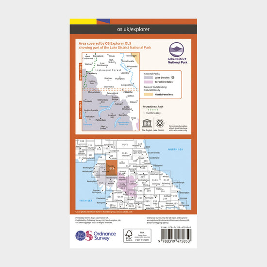 Explorer Active OL5 The English Lakes - North Eastern Area Map With Digital Version