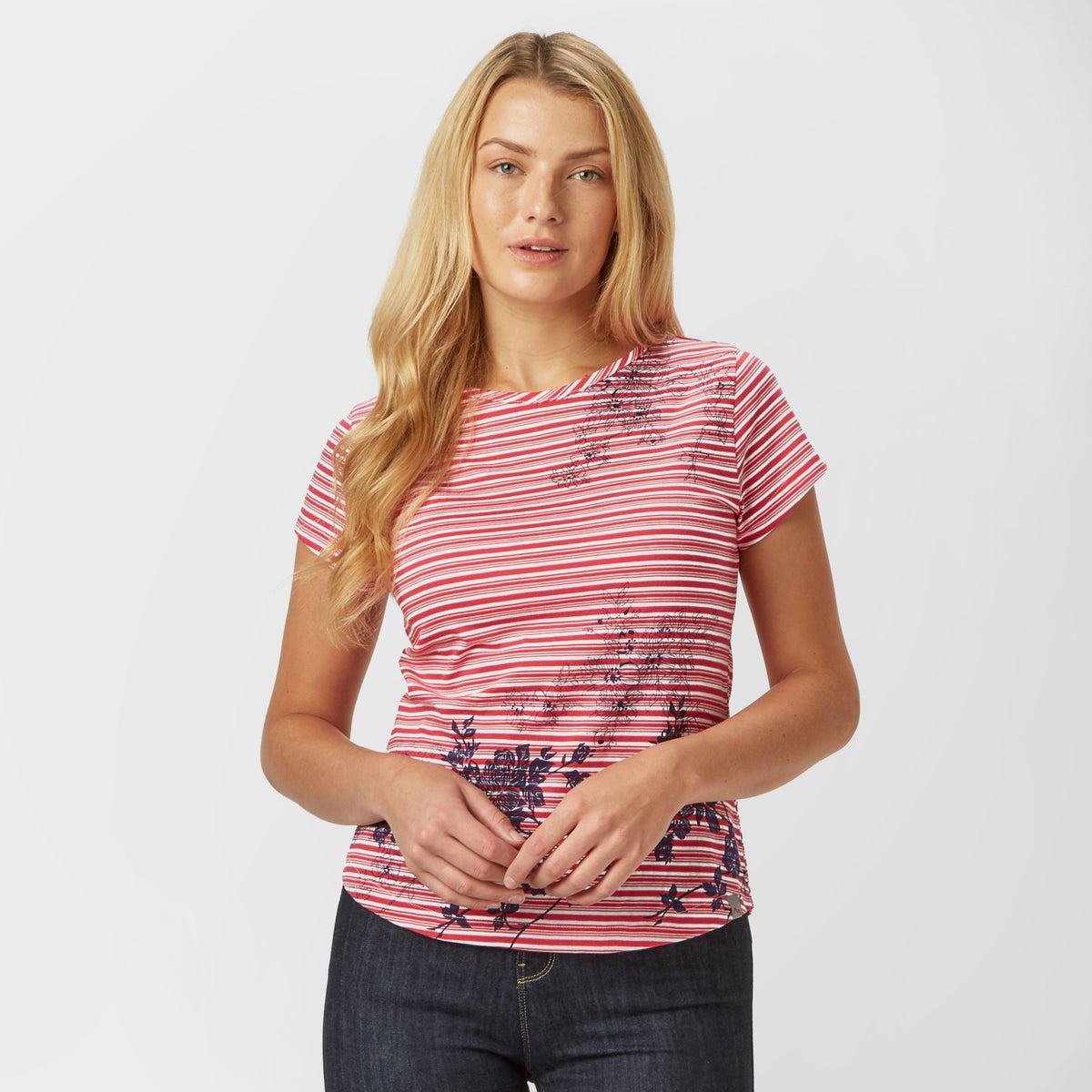 Women's Striped FloralÂ T-Shirt