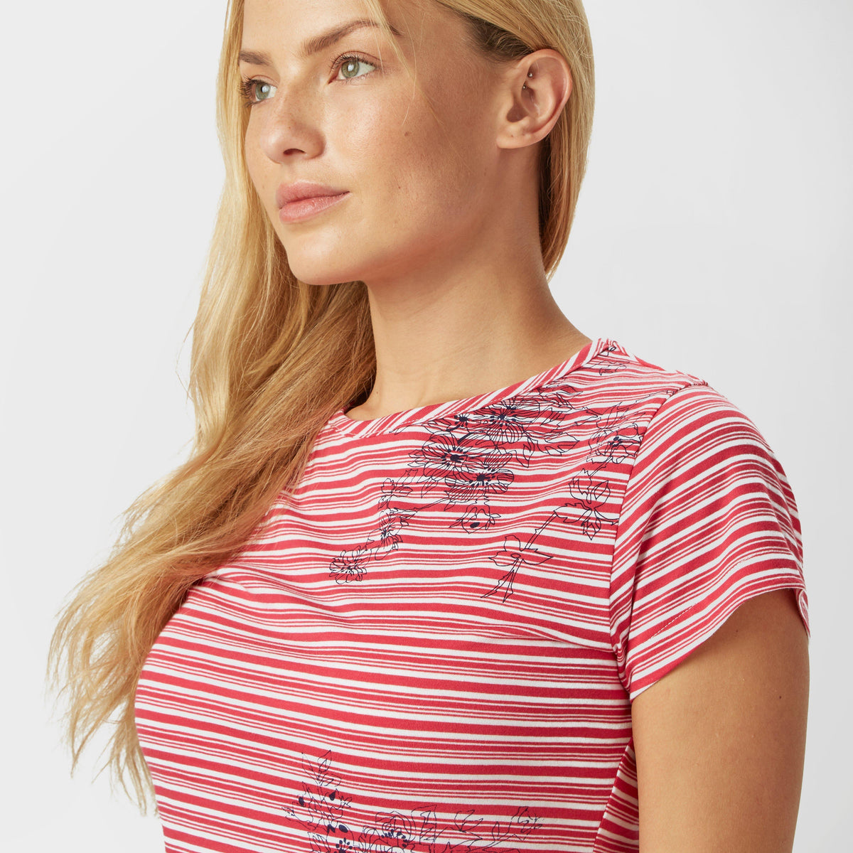 Women's Striped FloralÂ T-Shirt