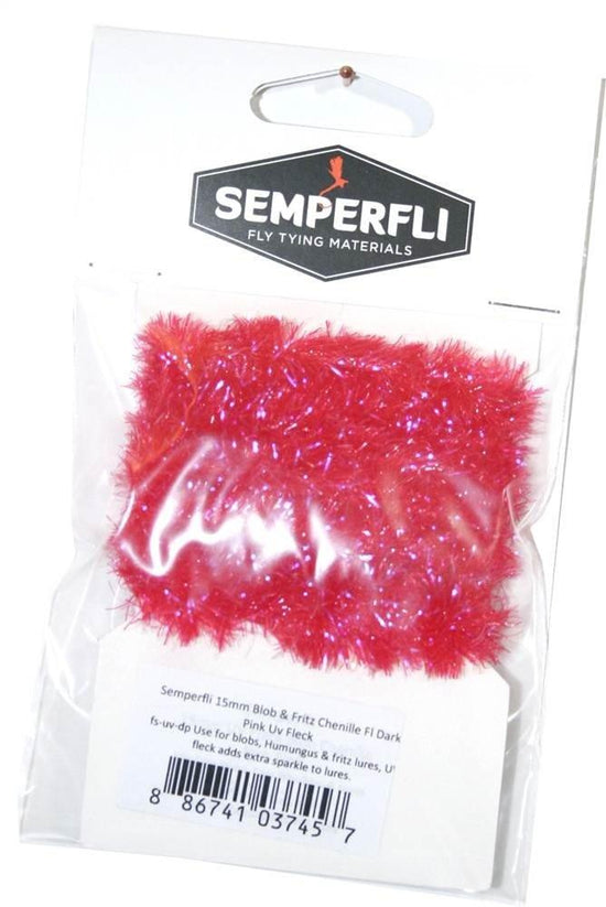 15mm Blob & Fritz Chenille Fluoro Dark Pink Uv Fle