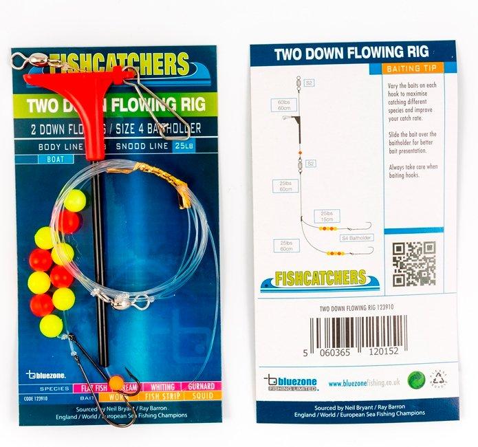 2 Down Flowing Rig Size 4 Bait Holder Hooks