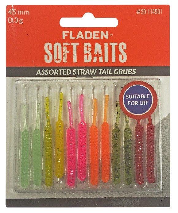 12pk Assorted Straw Tail Grubs 45mm 3G
