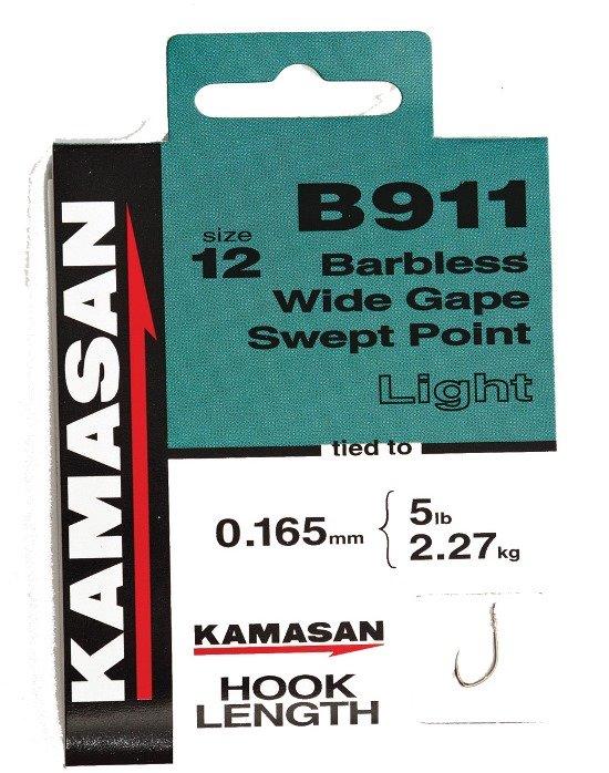B911 Heavy Barbless Hooks To Nylon Size 18 10pk