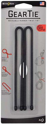 Gear Tie® Reusable Rubber Twist Tie™ 12" (Black)