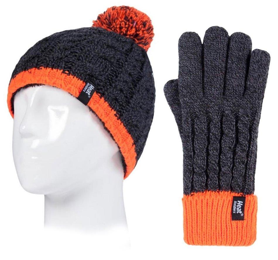 Kids' Cable Turn Over Hat and Gloves (Age 7-10 Years)