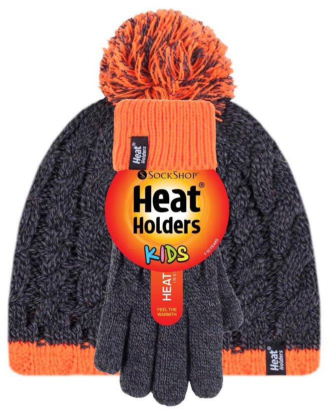 Kids' Cable Turn Over Hat and Gloves (Age 7-10 Years)