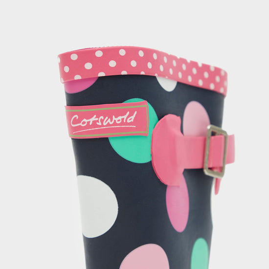 Multicoloured Dotty Jnr Pull On Wellington Boots