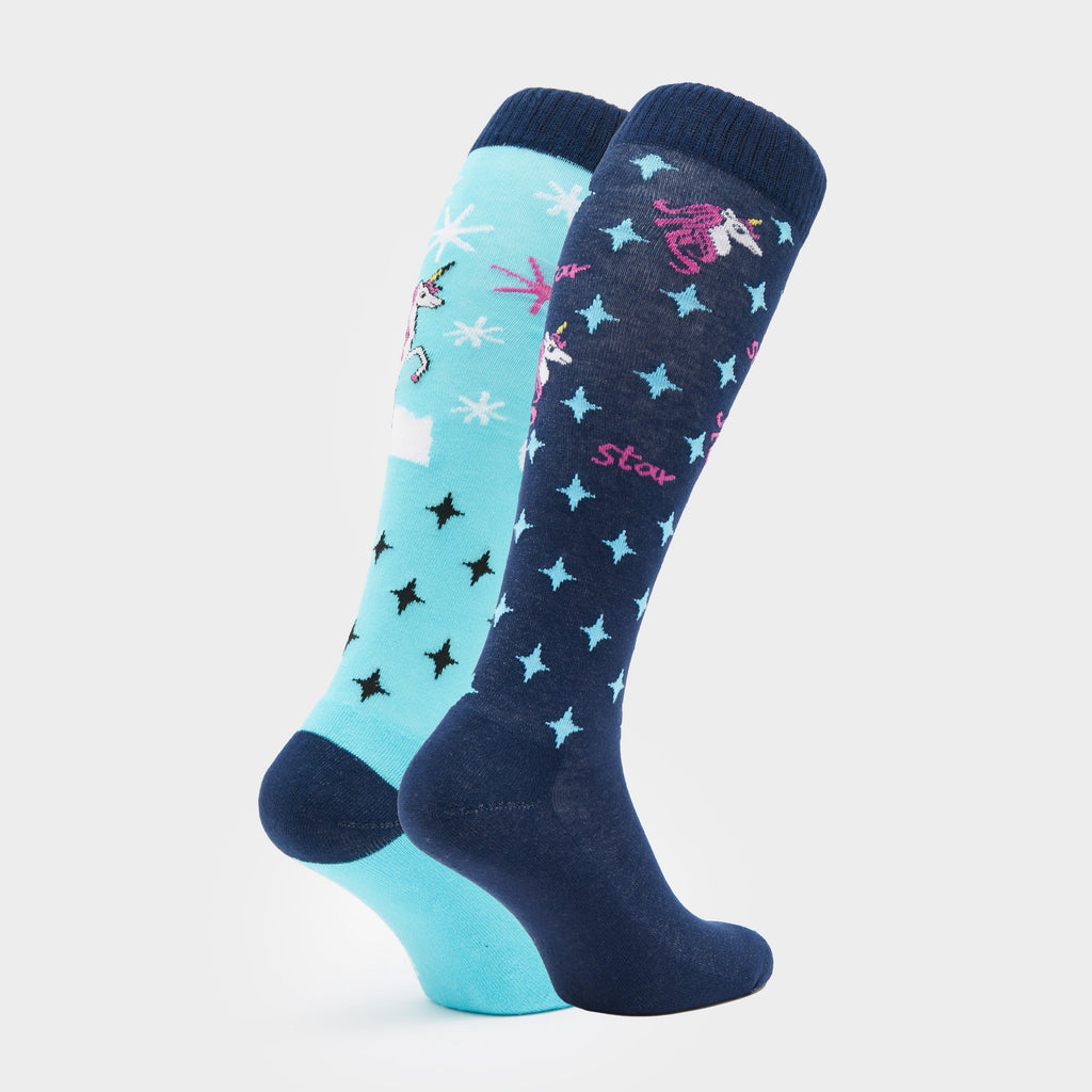 Kids Novelty Blue Unicorn Socks