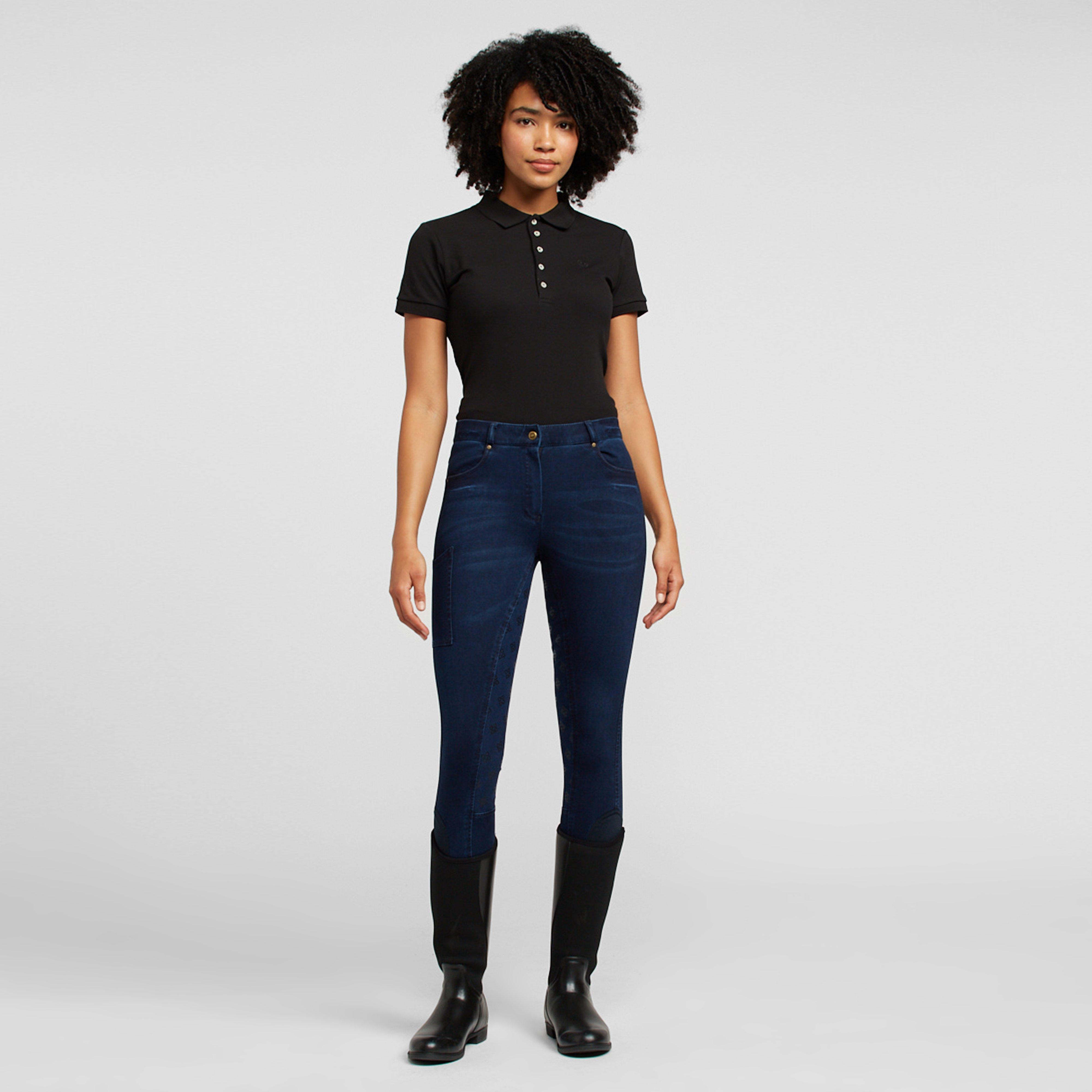 Shona Full Grip Silicone Print Denim Breeches