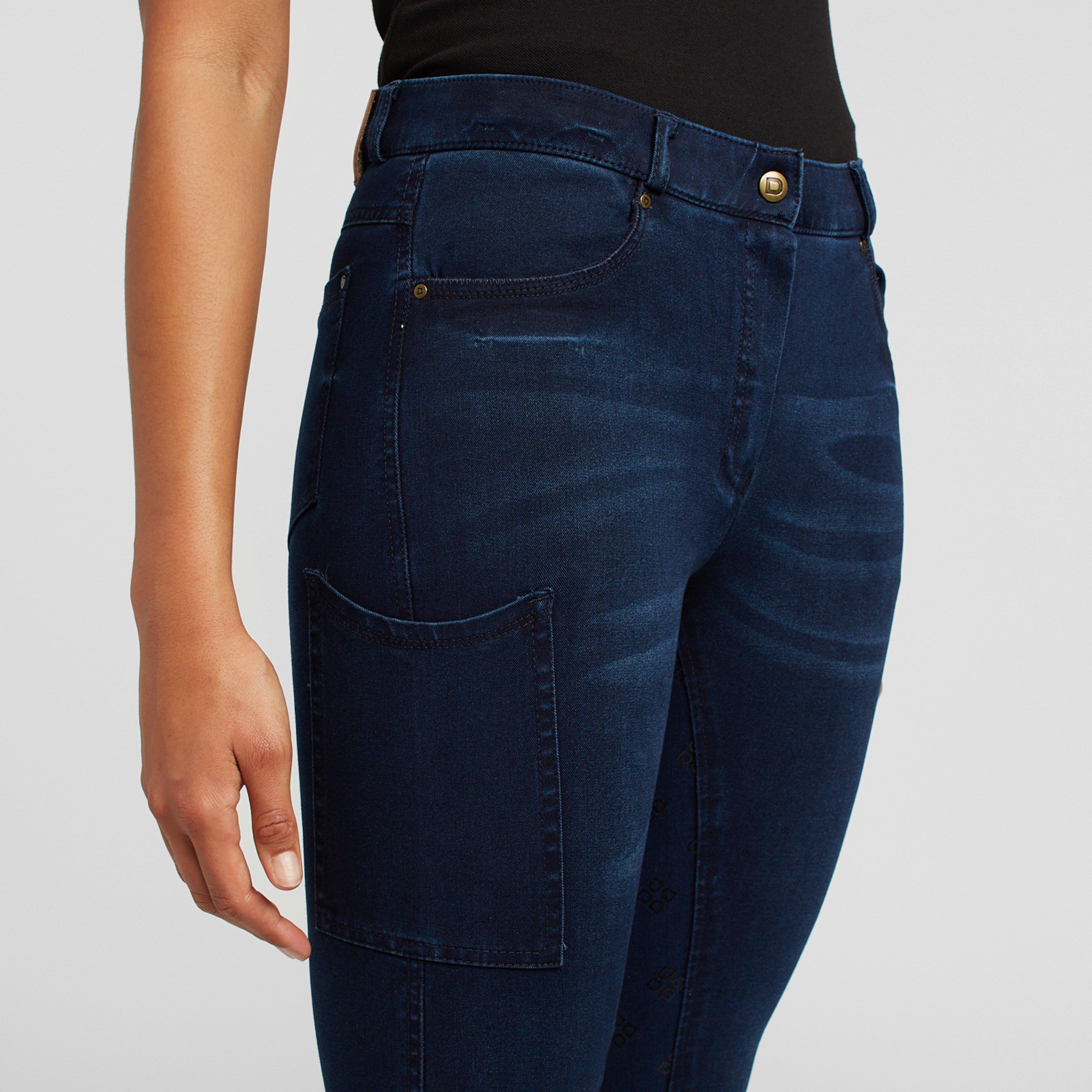 Shona Full Grip Silicone Print Denim Breeches