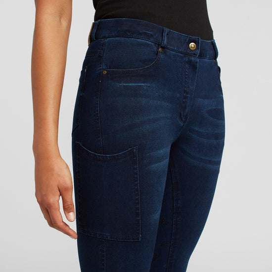 Shona Full Grip Silicone Print Denim Breeches