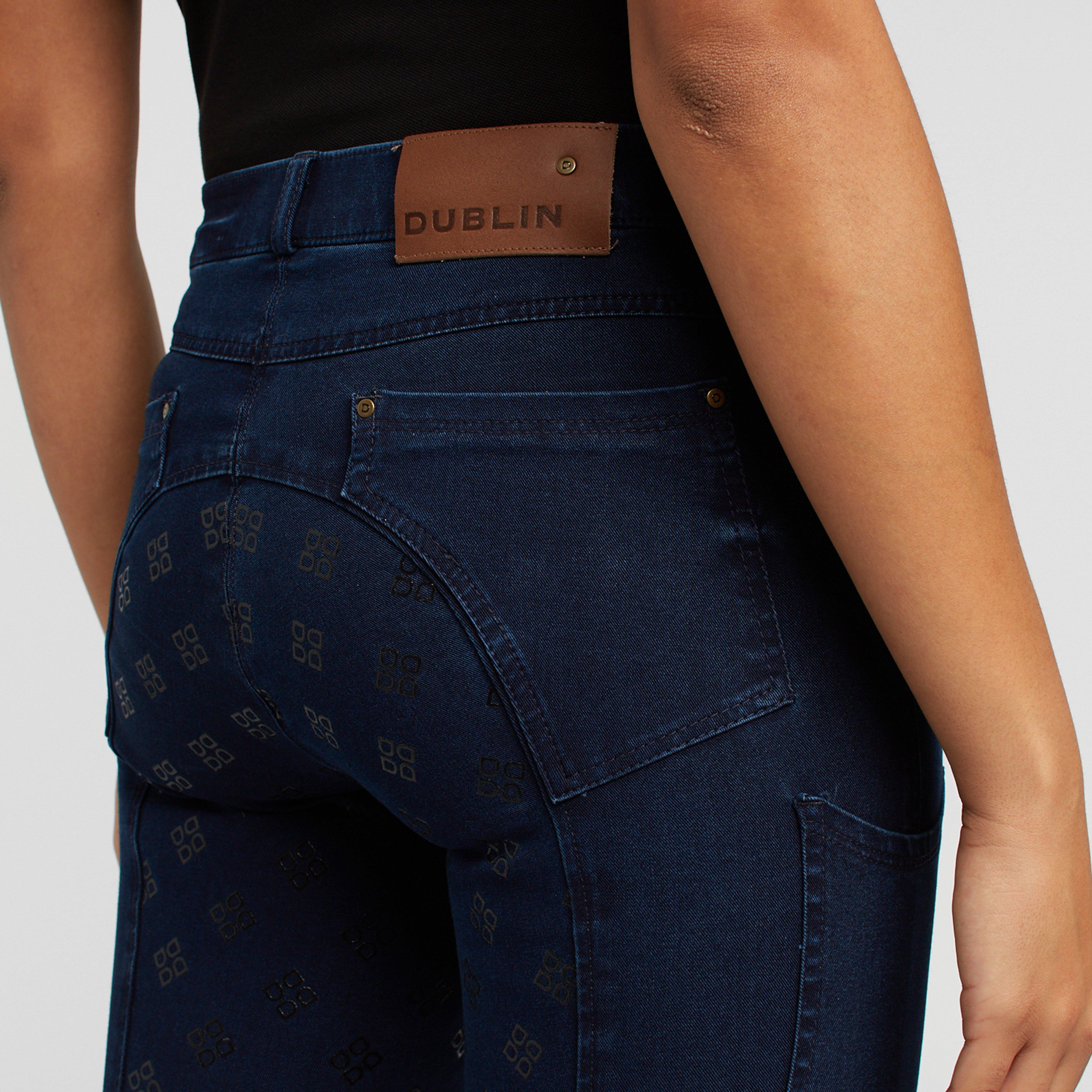 Shona Full Grip Silicone Print Denim Breeches