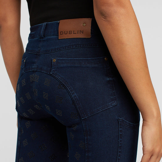 Shona Full Grip Silicone Print Denim Breeches