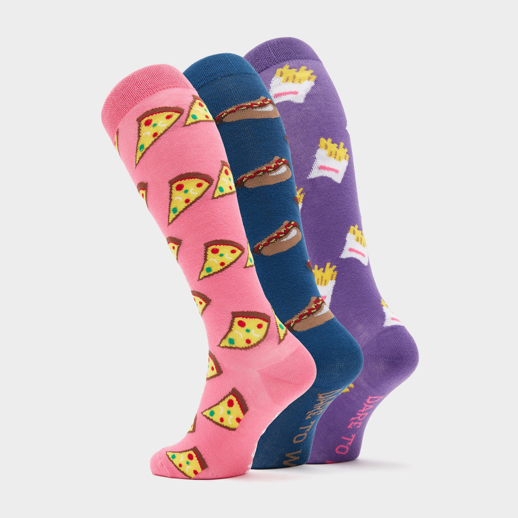 Women’s Long Novelty 3 Pack Socks Fast Food