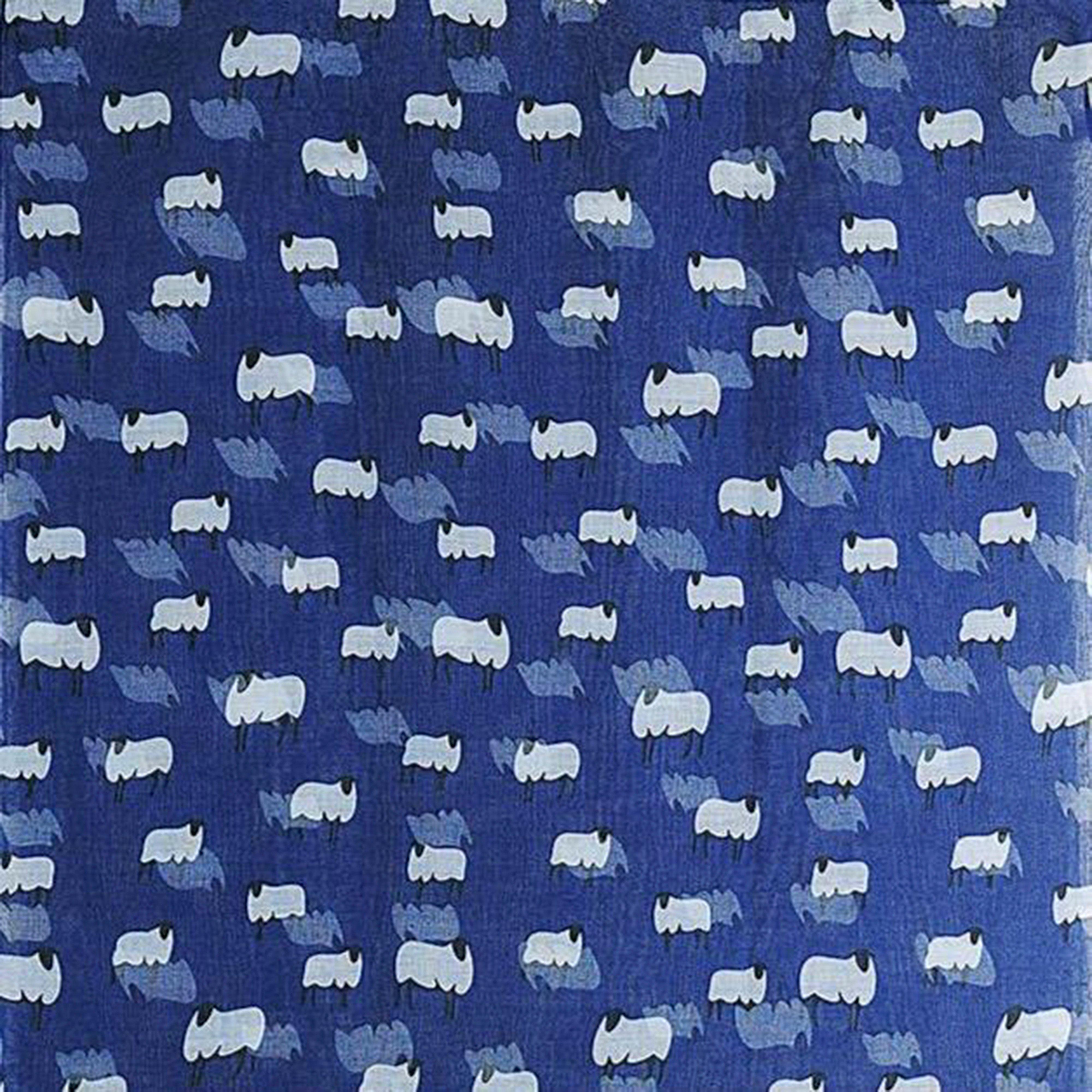 Sheep Print Scarf Navy