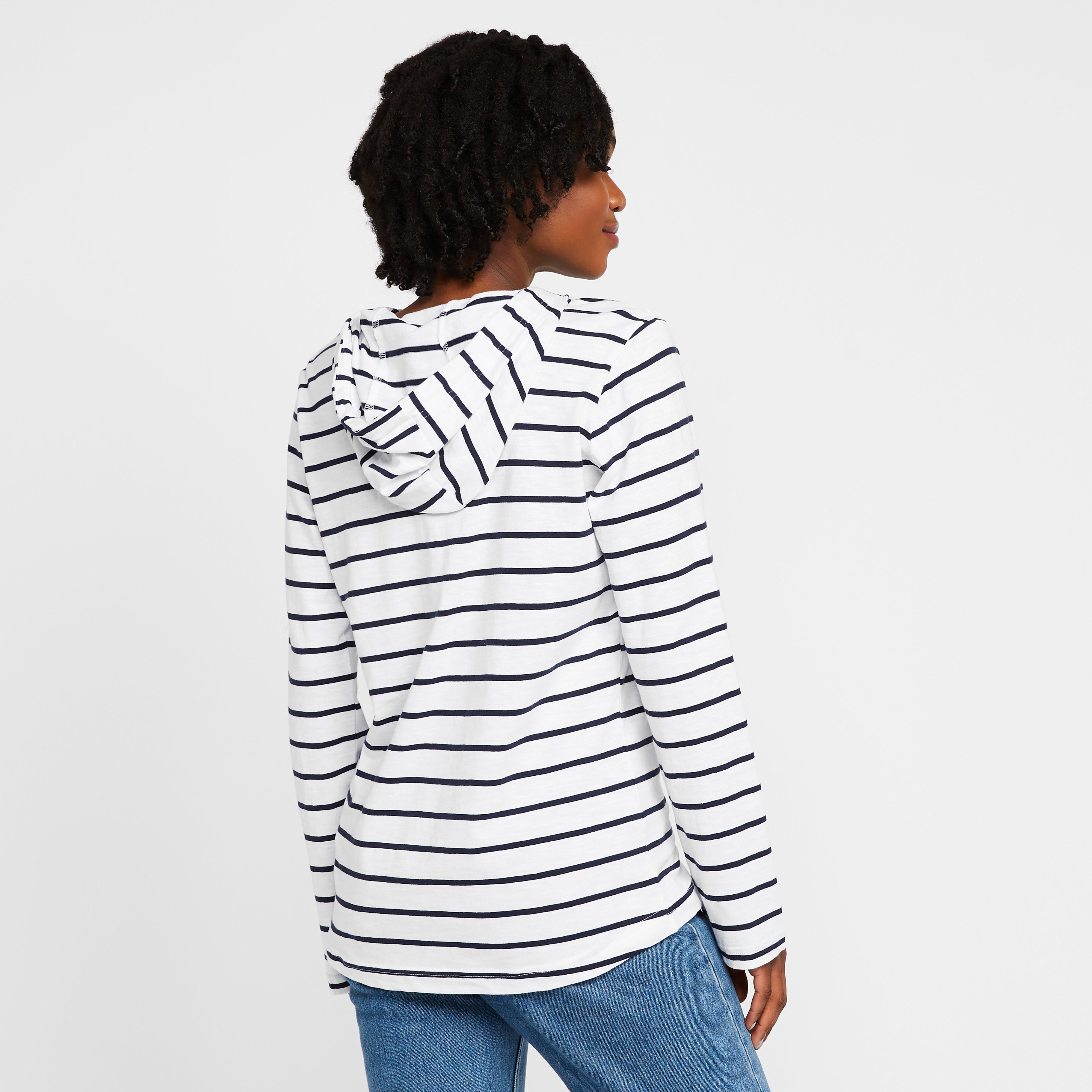 Womens Maleys Hoody White/Navy Stripe
