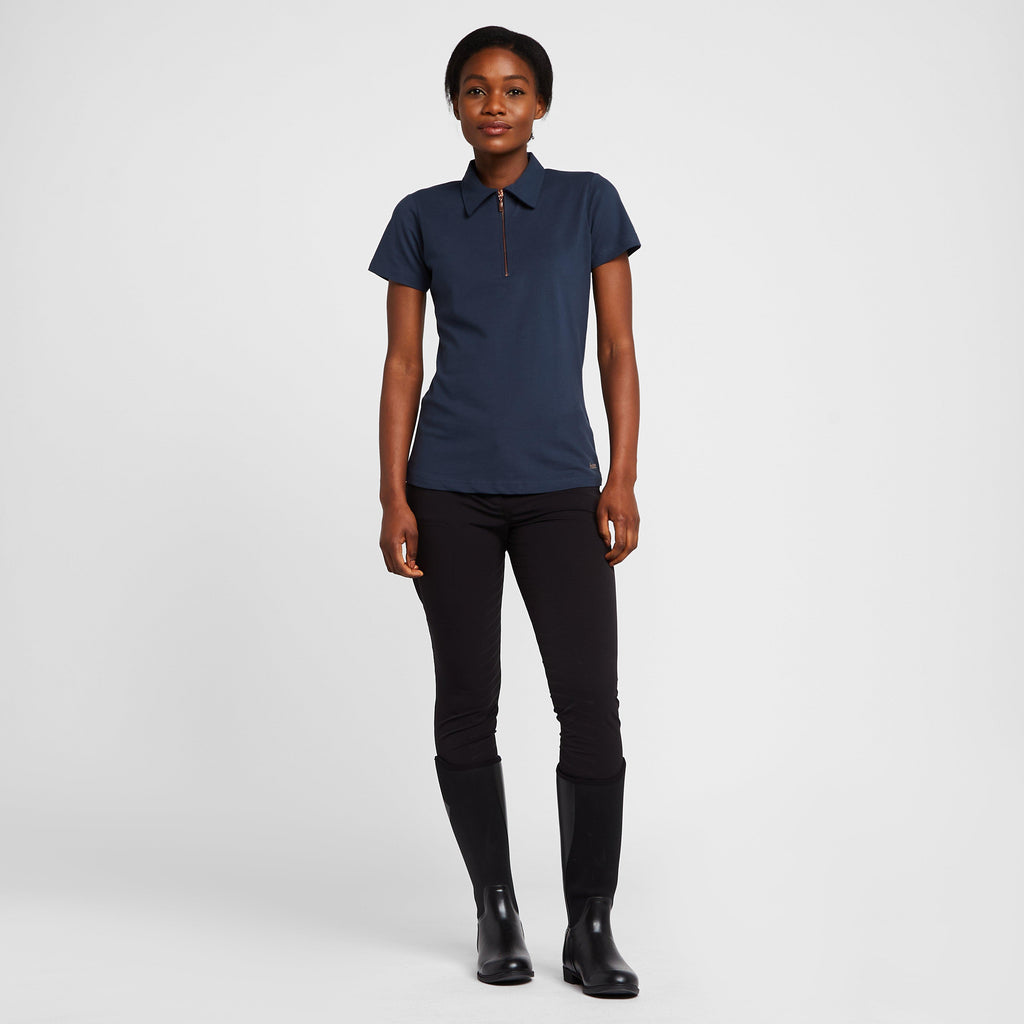 Womens Lia Organic Cotton Polo Shirt Obscure Night Blue