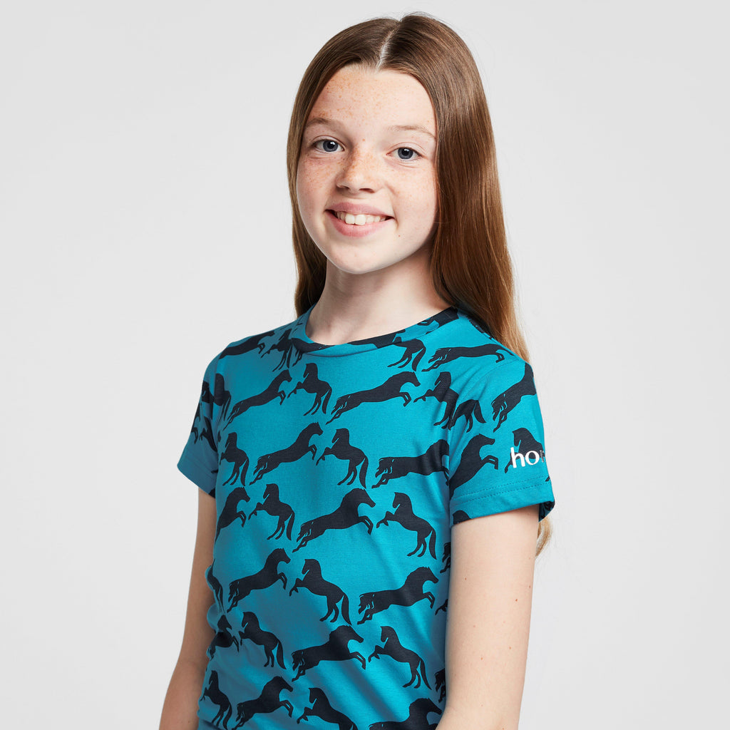 Childs Organic Micky Printed Cotton T-Shirt Hawaiian Blue