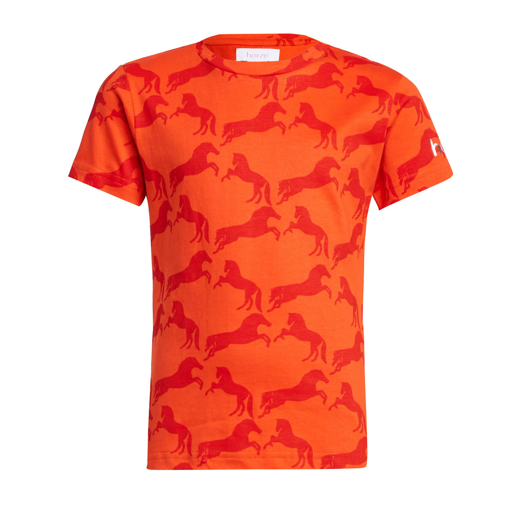 Kids' Organic Micky Printed Cotton T-Shirt Mandarine Orange