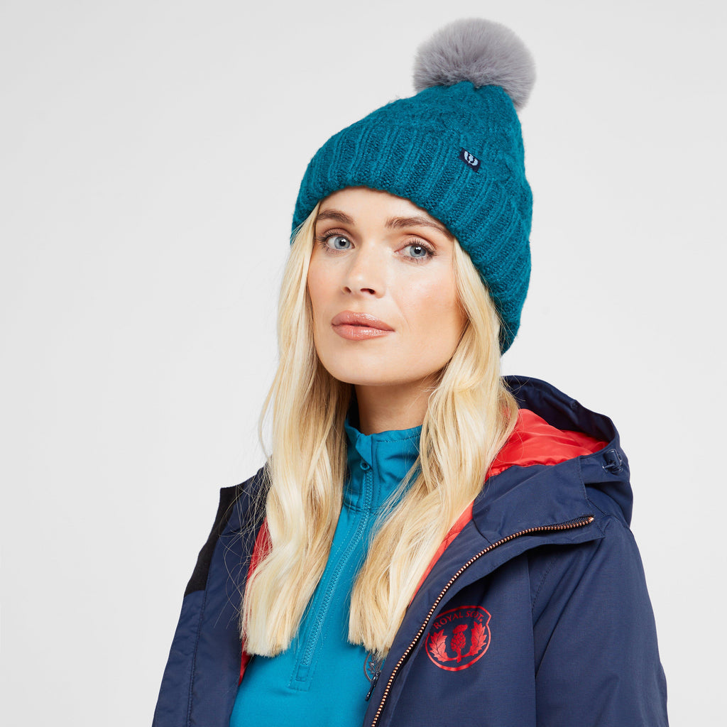 Chunky Knit Bobble Hat  Ocean Blue
